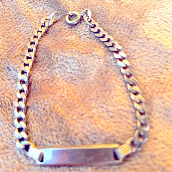 Solid Sterling Silver engravable chain link bracelet - Picture 2 of 3